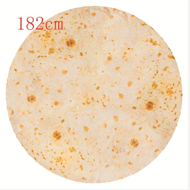 Superzachte ronde burrito deken, fleece deken met tortilla textuur: Geel 182cm