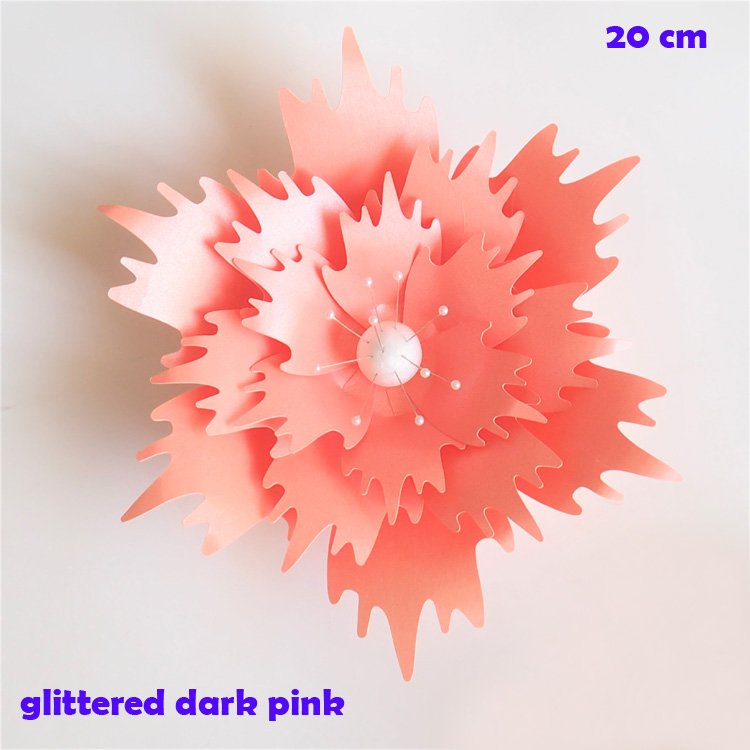 20CM Thick Cardstock Rose DIY Paper Flowers For Wedding & Event Backdrops Decorations Baby Nursery Wall Decor Video Tutorials: Glitter Dark Pink