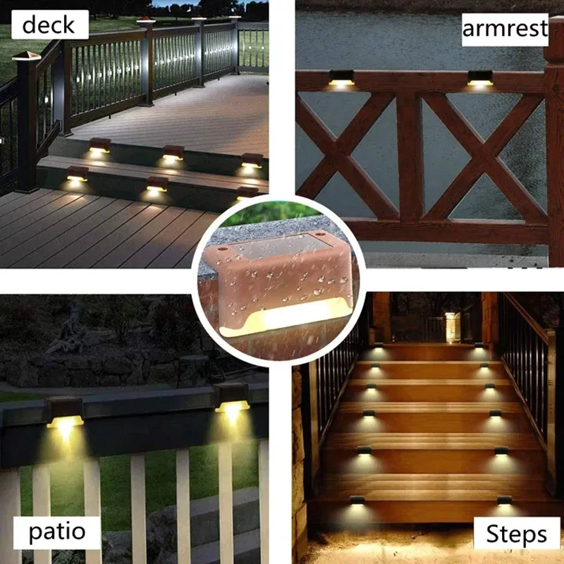 Lampy solarne LED Ogród na zewnątrz Balkon Klatka schodowa Ogrodzenie Balustrada Światła Dziedziniec Wodoodporne słoneczne zewnętrzne dekoracyjne kinkiety
