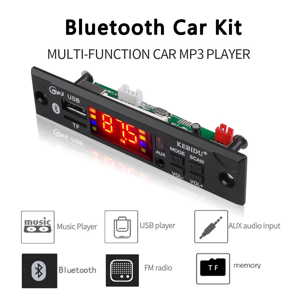 Usb Aux Bluetooth Carkit MP3 Decoder Board 12V Muziekspeler Module Wma Draadloze Bluetooth Ontvanger Usb Tf Muziek spelen