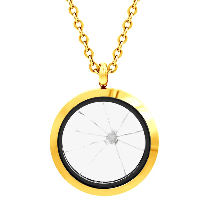 10pcs/lot 30MM Round Stainless Steel Shattered Glass Ceiling Necklace LSFL066: 2