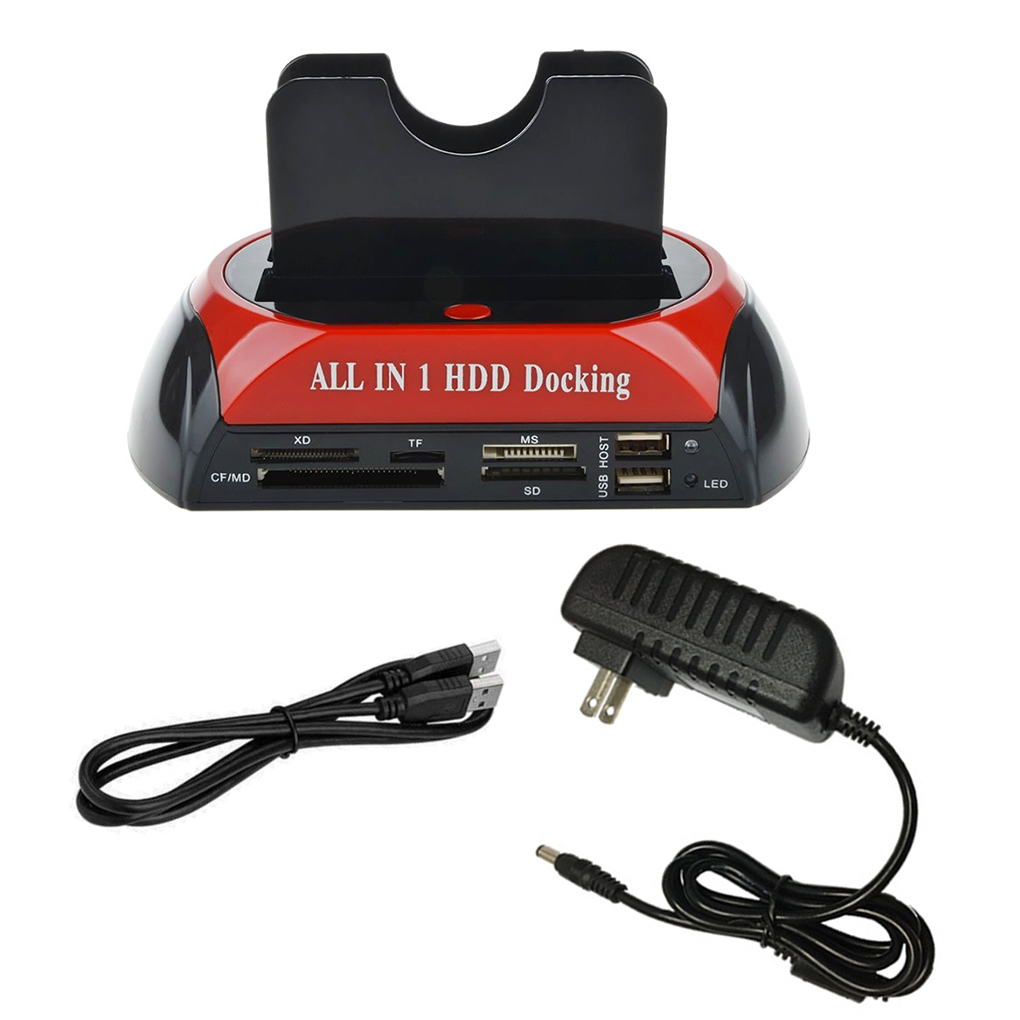 HDD Docking Station USB 2.0 Hard Drive Card Reader Hub 2.5 3.5 SATA IDE Dock Adapter