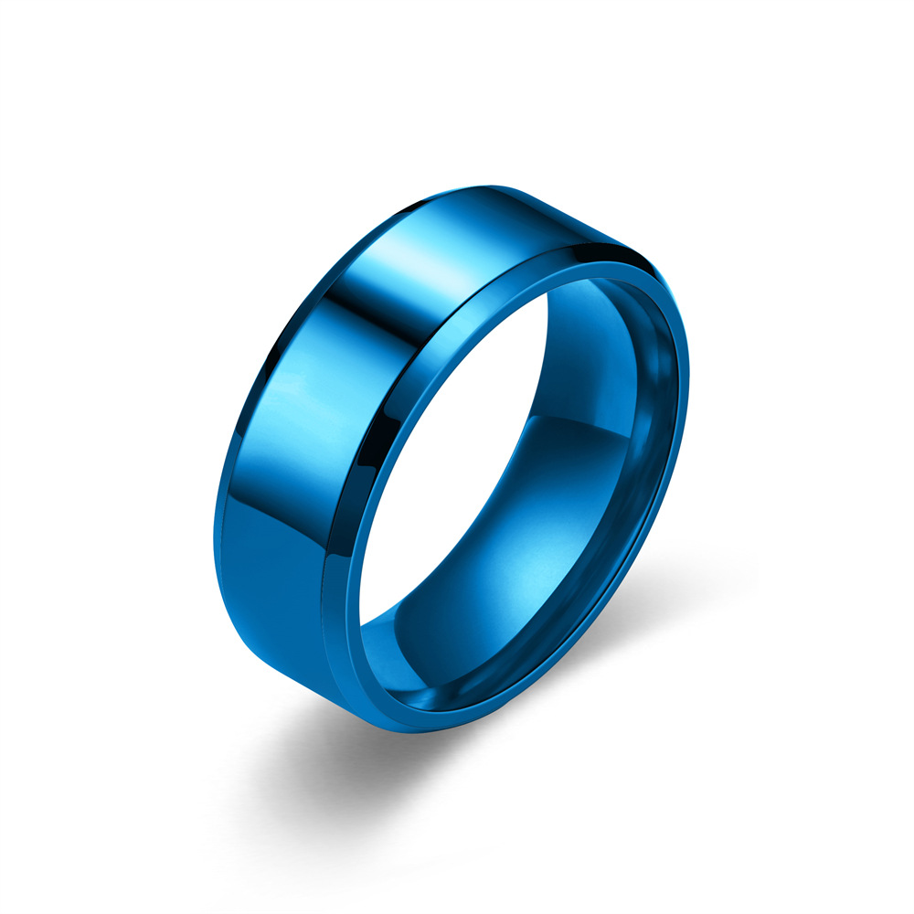 Anillos de acero inoxidable de titanio para hombre y mujer, 7 colores, 8mm, anillo de compromiso de boda cepillado mate, de joyería para pareja: 6 / Gris rosáceo pálido