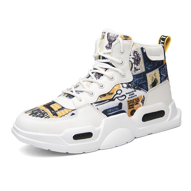 Heren sneaker winter heren schoenen heren casual schoenen ademende witte canvas schoenen heren high top non-leather casual schoenen: Wit / 10