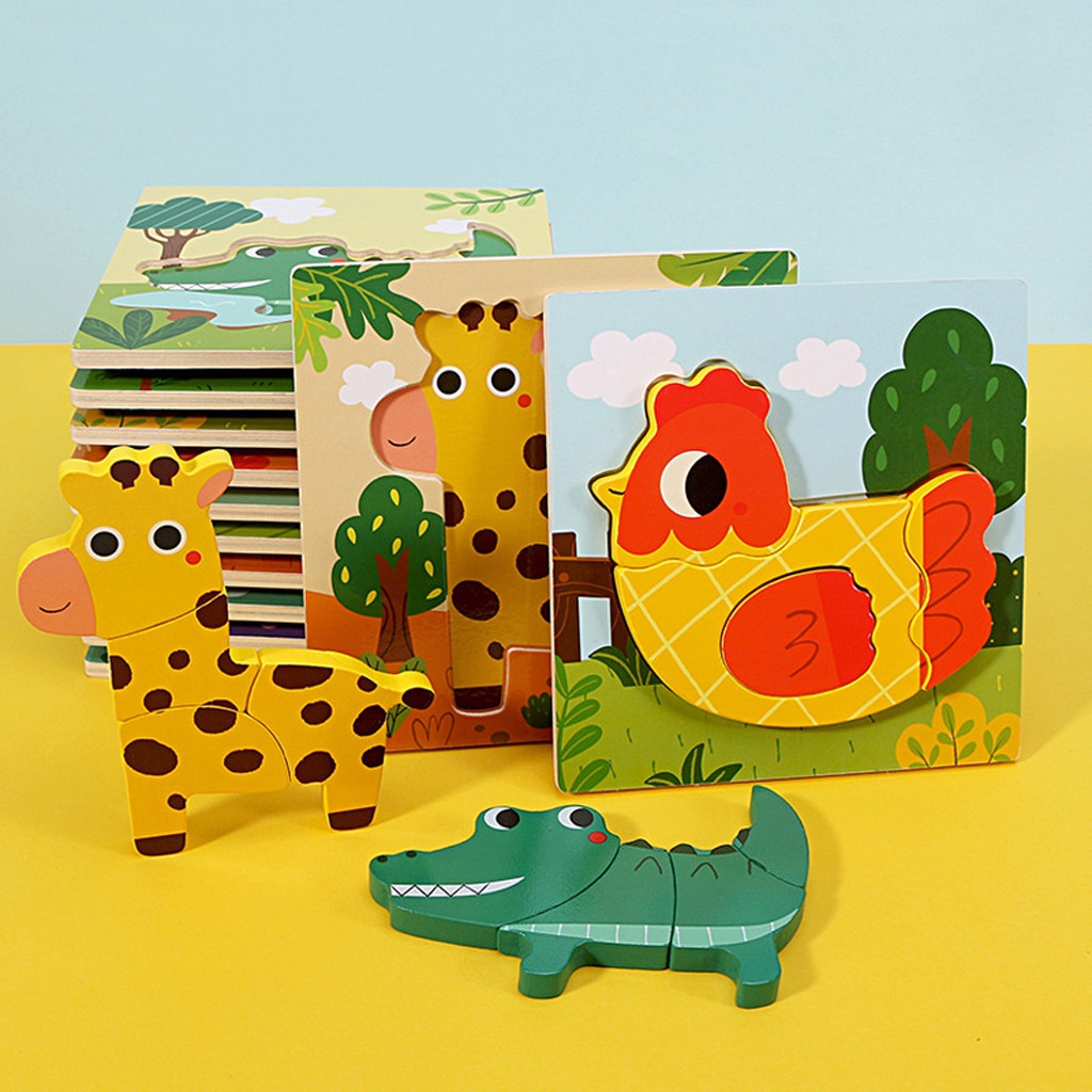toys for children Wooden Animal Puzzles for Toddlers 1 2 3 Years Old Boys Girls Educational Toy игрушки для детей #G2020