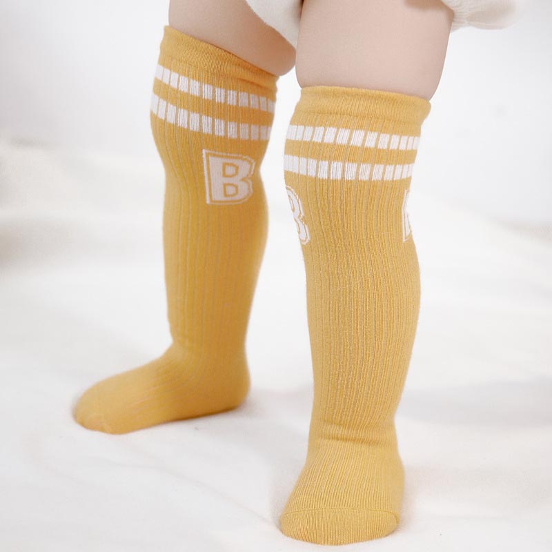 Meias listradas para bebês, meias listradas de algodão para outono e inverno, para recém-nascidos: yellow