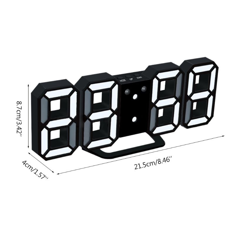 3D Morden LED Digital Wall Clock Table Desk Alarm Watch Durable Night Light Lamp X4YD