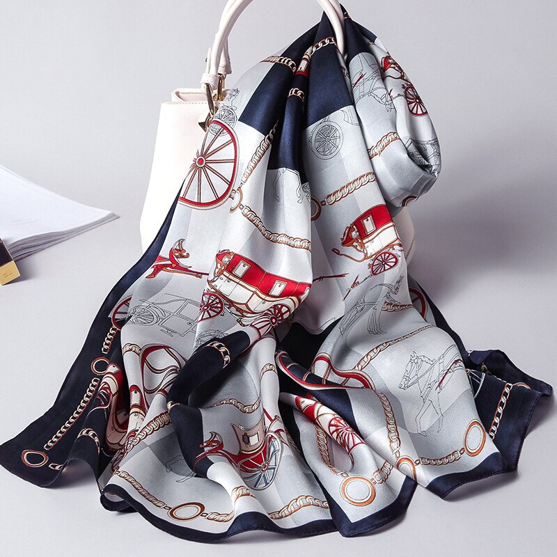 2021Brand Silk Scarf Women Luxury Real Silk Wraps For Ladies Print Shawls Foulard Femme Natural Silk Scarves: 17