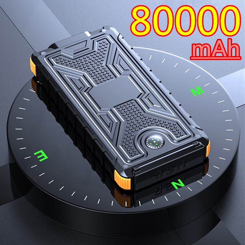 Solar- Energie Bank Wasserdicht 80000mAh Solar- Ladegerät USB Hafen Externe Ladegerät für Xiaomi 5S Smartphone Energie Bank mit LED Licht