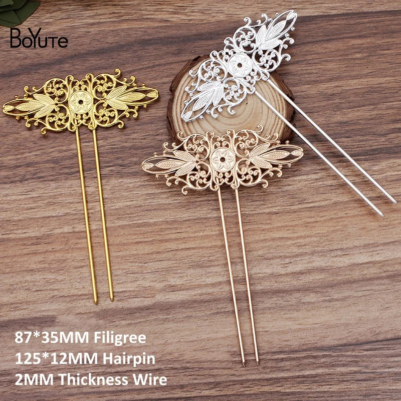 BoYuTe (10 stuks/partij) 12*115*2 MM Ijzer Haar Vork Haarspeld Lassen Messing Filigraan Diy Haaraccessoires: 50cm / Black Zinc Plated