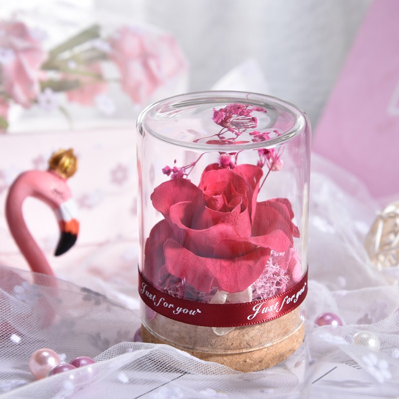 Rose space tørrede blomster kunstige blomster valentinsdag rose boligindretning rose i glas fødselsdag bryllup jul