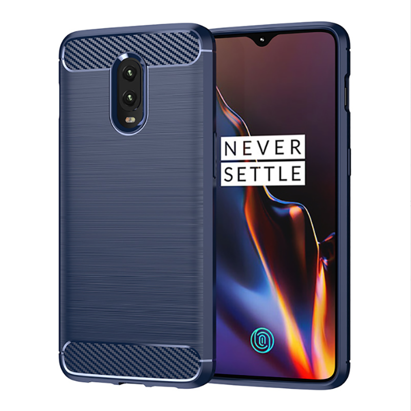 【Style fibre de carbone】 pour étui OnePlus 6 6T 7 7T 8 8T Pro, housse antichoc hybride en Silicone TPU, Coque arrière mate anti-rayures: Bleu / OnePlus 8T
