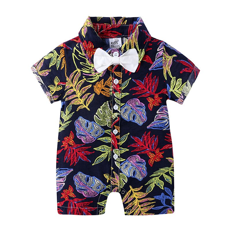 Een Stuk Kleding Baby Baby Boy Korte Mouw Romper Jumpsuit Bloemen Een Stuk Bodysuit Shirt Hawaiian Outfits: A / 6m