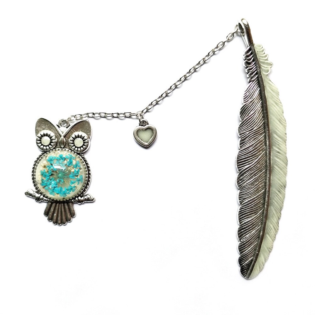 Metal Bookmark Feather Crown Luminous Feather Owl Bookmark Glow In The Dark Label Read Maker Book Accessories