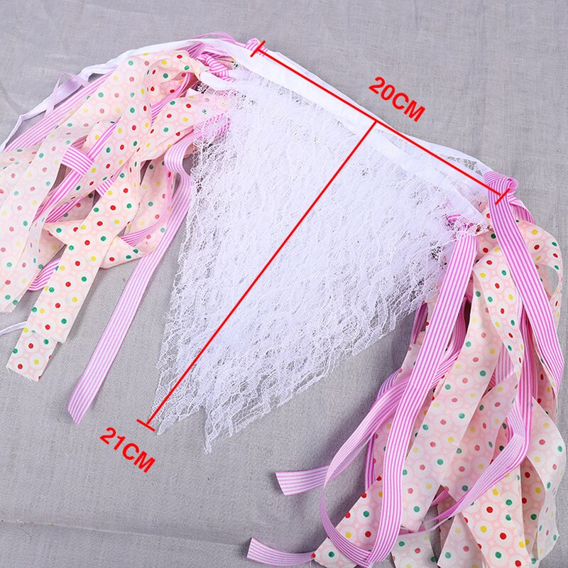White Lace Cotton Fabric Banner Wreath Wedding Birthday Party Banner Photo Home Garland Decoration Exhibition: White