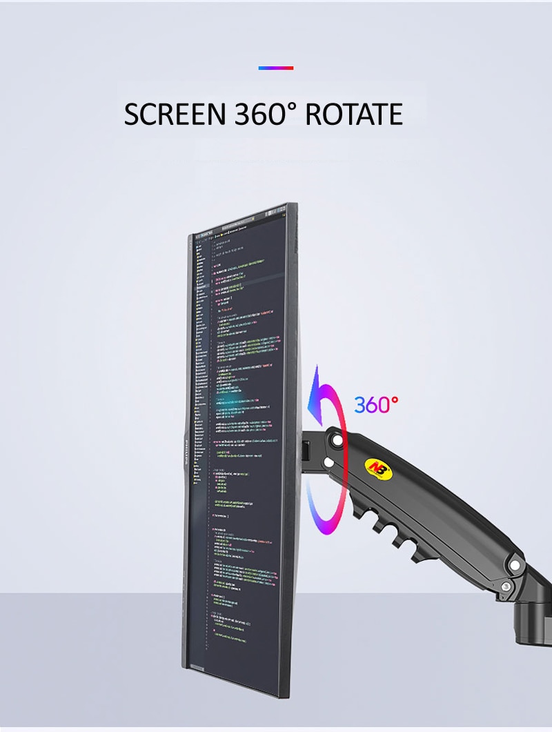 NB H80 17&quot;-27&quot; Gas spring monitor Desktop stand 2-9kg with column Flexi tv table Mount 360 rotate support Lcd bracket clamp hole