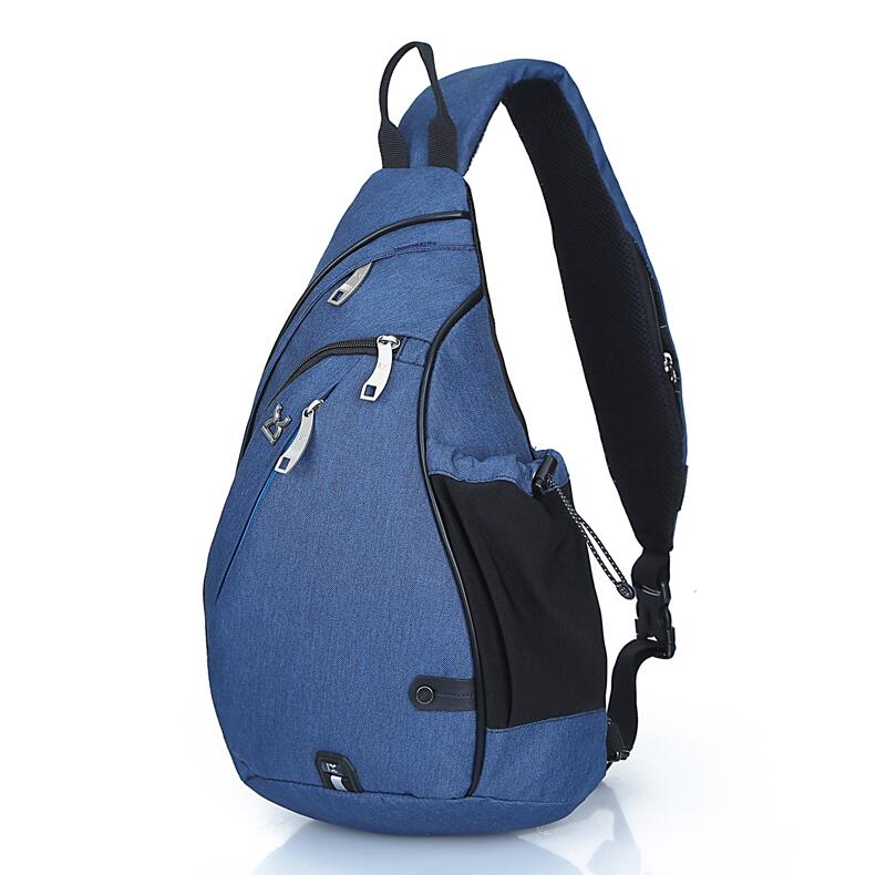 Brand Large Capacity Male Chest Bag Nylon Men School Bags Modern Shoulder Bag Unisex Crossbody Bags Messenger Pack: Blue