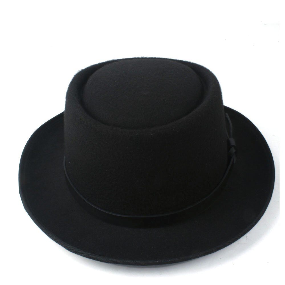 Mode vrouwen Fedora Hoed met Pork Pie Hoed voor Dame Kerk Wolvilt Hoed Kerk Trilby Tovenaar Platte Hoed maat 58cm