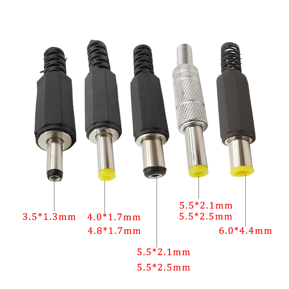 Enchufe de alimentación de CC, conector de cable de soldadura, 4,0/4,8*1,7mm, 3,5*1,3mm, 6,5*4,4mm, 5,5*2,1/2,5mm, adaptador de montaje, 10 unidades por lote