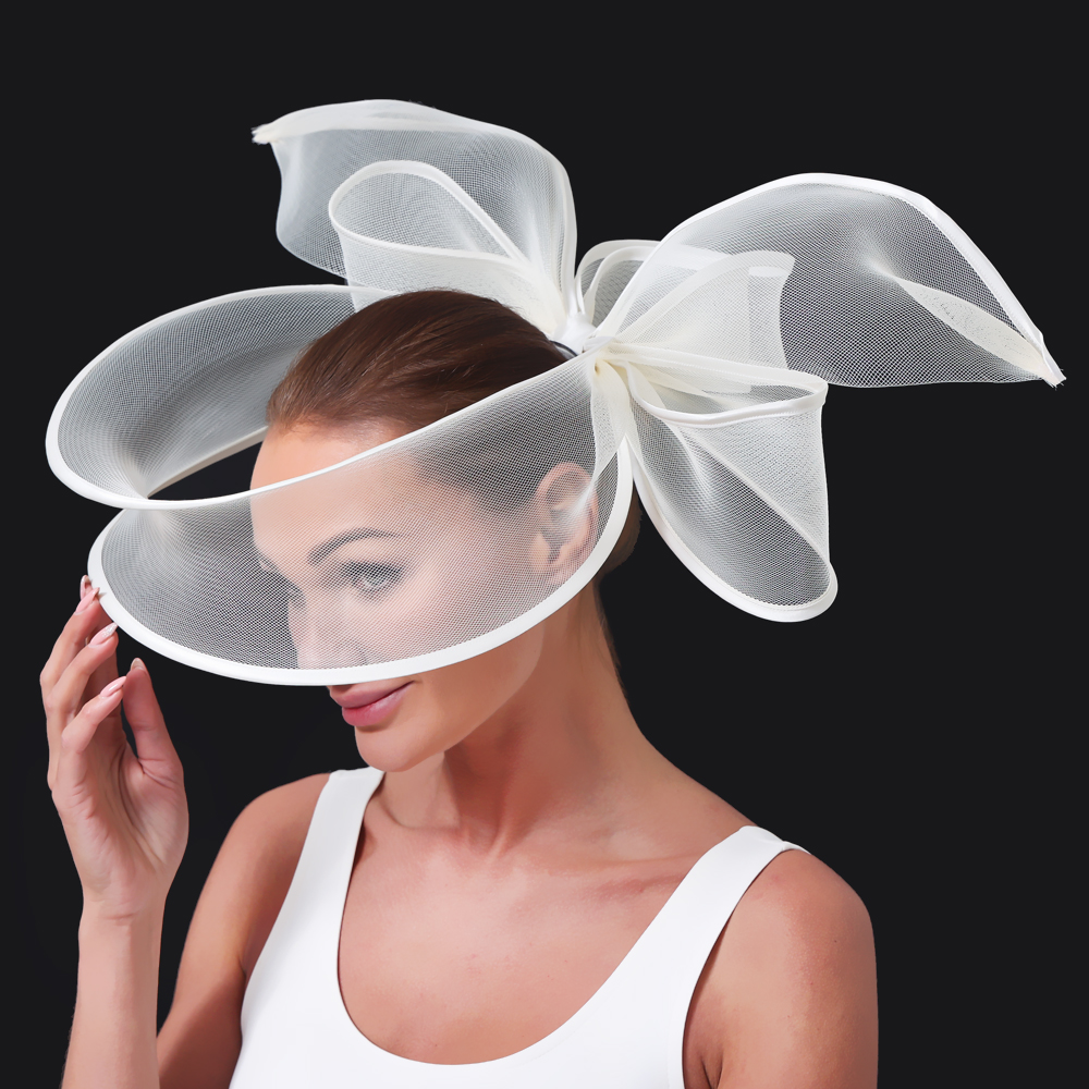 Big Fascinators Hat For Women Weddings Amazing Headwear With Bow For Party Kenducky Royal Asscot Pillbox Cap Hair Clip Bride: light yellow