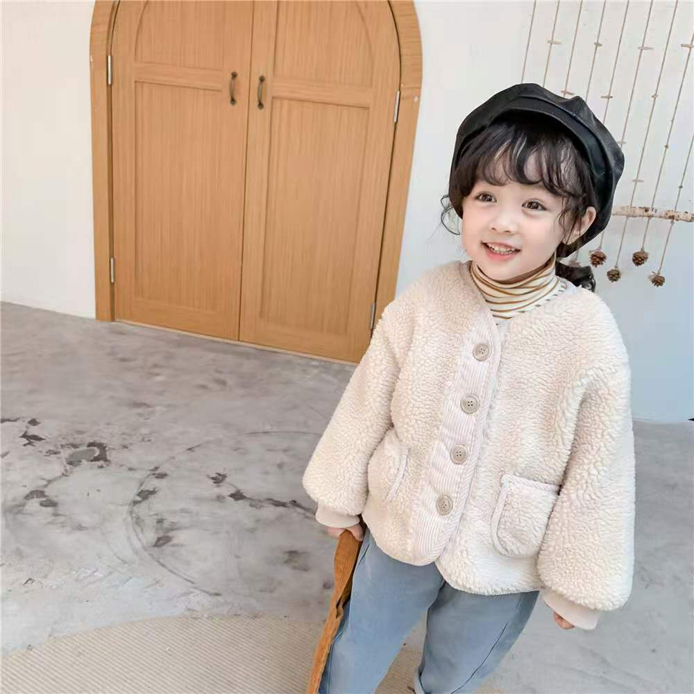Kinderen Jas Koreaanse Kleding Winter Jongens En Meisjes Lamswol Gewatteerde: Beige / 4T