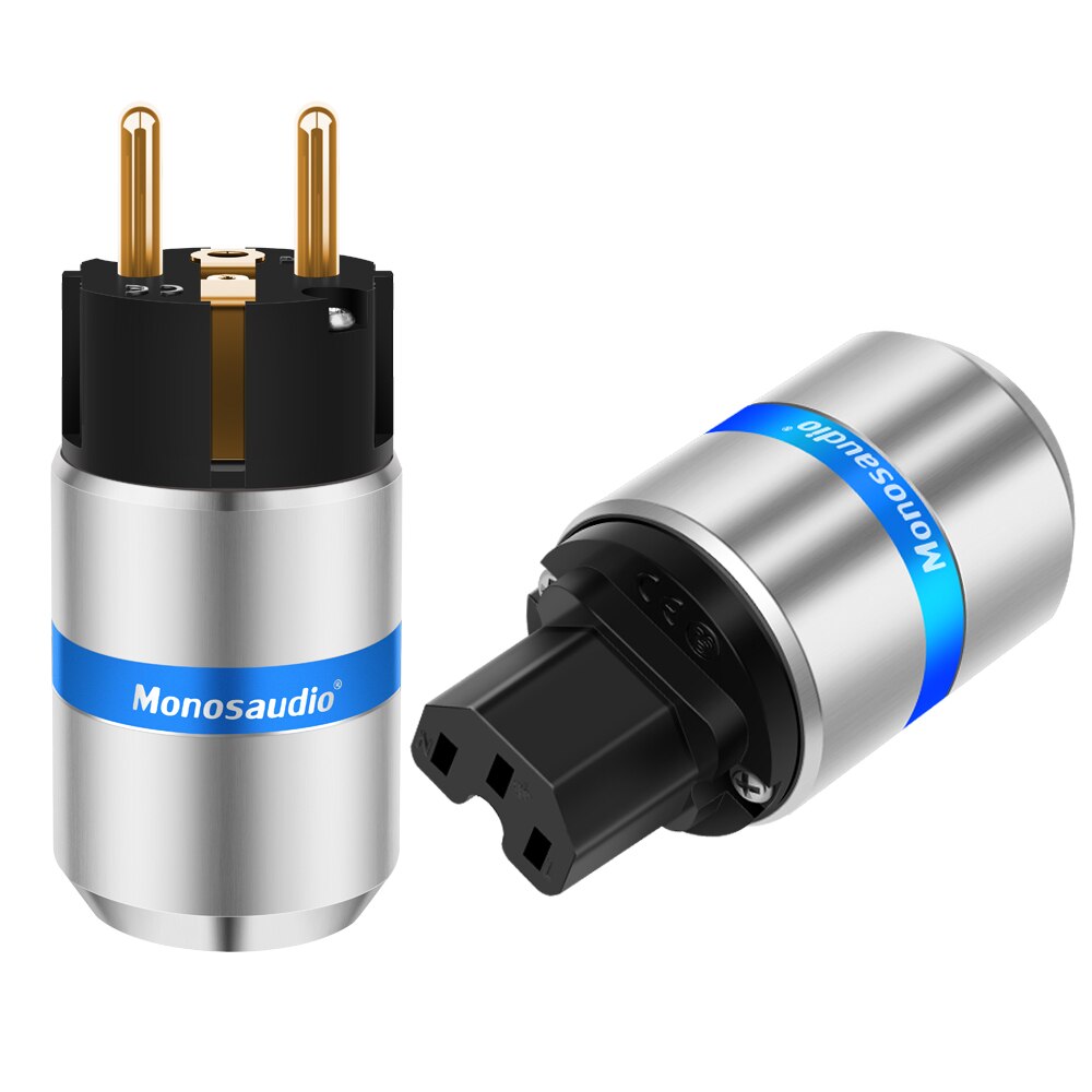 E106G/F106G 99.99% Reinem Kupfer 24K Gold Überzogen Schuko Energie Stecker Stecker IEC Weibliche Stecker DIY Netz Energie kabel Kabel