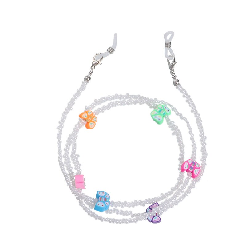 Crystal Cherry Glasses Chain Cute Transparent Beads Pearl Mask Chain Neck Straps Sunglasses Lanyard Women Jewelry
