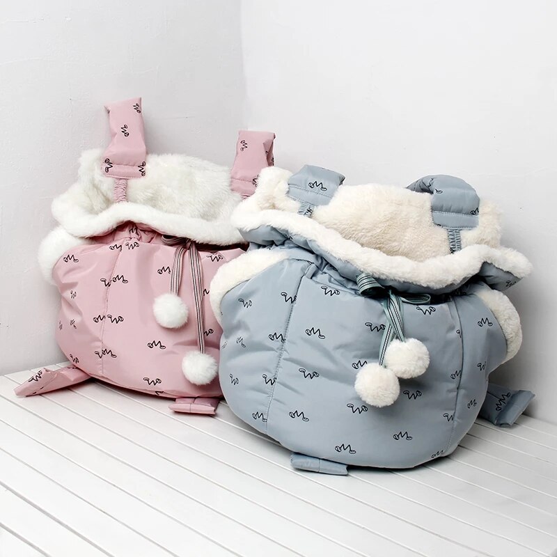 Pet Dog Carrier Bag Cute Carriers Bags Front Hanging Chest Pack Semi-Closed Shoulder Backpack Winter Outdoor Cat Puppy Backpack