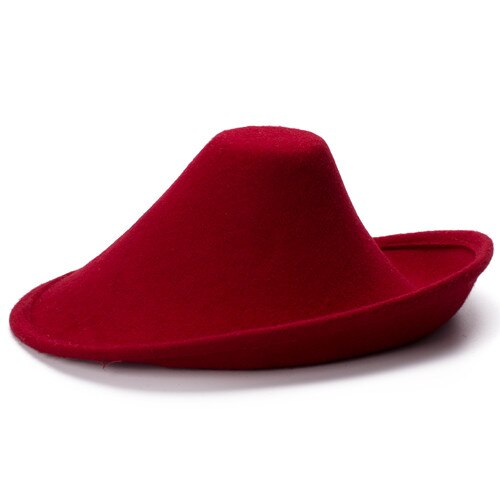 Sombreros de fieltro de lana para mujer, sombrero para la cabeza con Base de cono para el cuerpo, , boda, suministro A264, 100%: Rojo