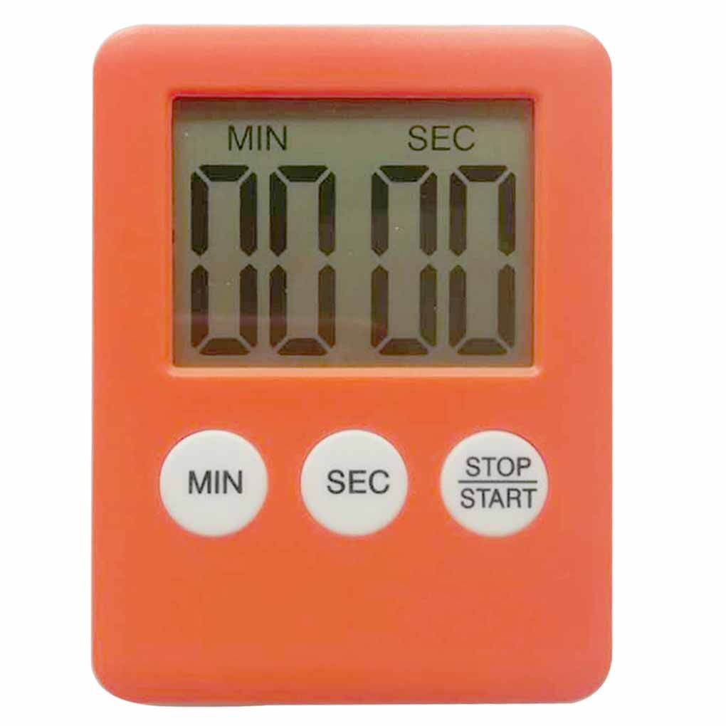 Kitchen Timer Super Thin LCD Digital Screen Cooking Count-Down Up Magnetic Clock Alarm Bar Accessories Sleeping Sport Work Tool: Orange