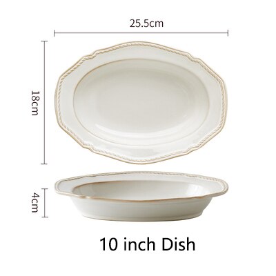 Retro Embossing Bone China Dinner Plates Flower Shape Wedding White Charger Plate Bowls Dishes and Plates Sets Kitchen Supplies: 10 inch Dish