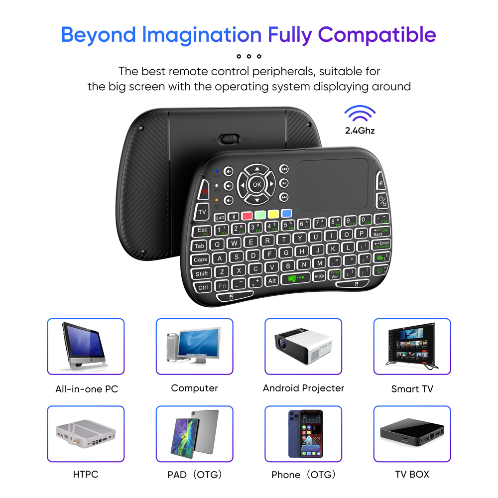 Yitukeji M9 Bluetooth Mini Wireless Keyboard 7 Podświetlana mysz Google Voice Air Mouse Remote Lithium Battery dla Android TV Box PC
