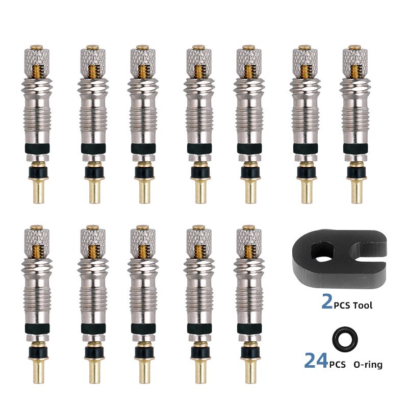 Deemount messing presta ventilkjerne 2/6/12 stk cnc-maskinert fransk ventil mtb landeveissykkel fv rør servicedeler valgfritt verktøy: Prestacore 12 stk 2 verktøy