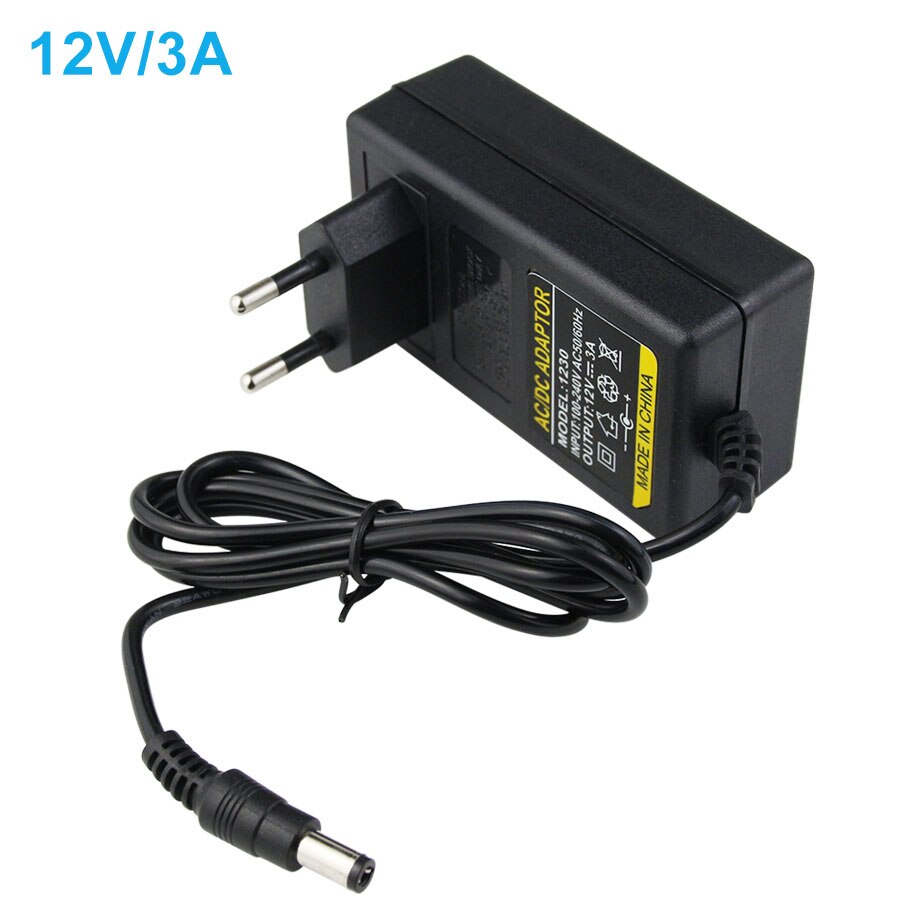 DC12V 1/2/3/5/6/8/10A commutateur adaptateur d'alimentation pour LED bande 12V 5.5mm x 2.5mm sortie éclairage transformateur adaptateur 12W-120W: EU plug / 3A 36W