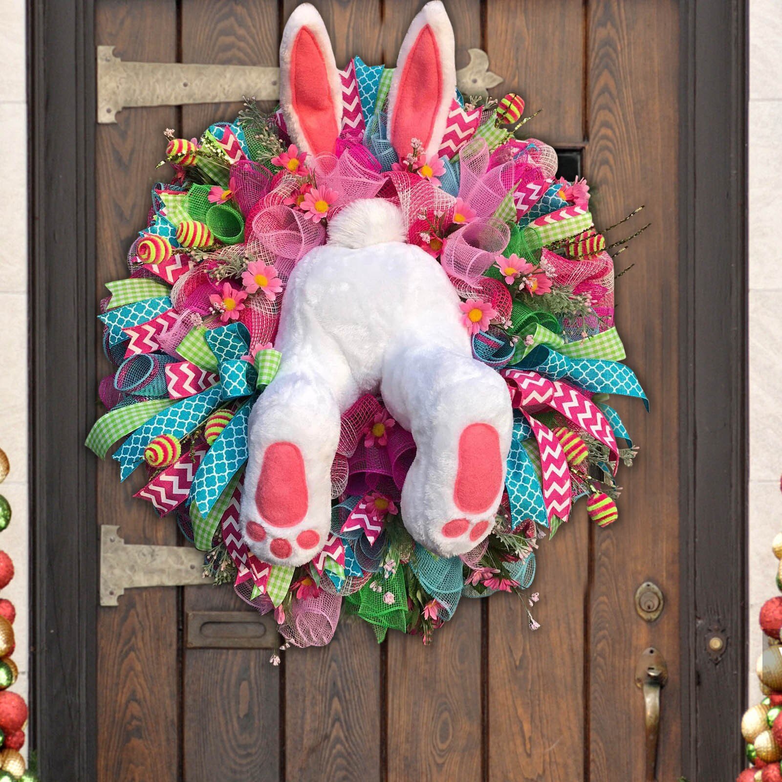 F# Easter Bunny Butt Wreath Kit Door Decorations Easter Spring Outdoor Hanging Easter Decorations For Home Wielkanoc Dekoracje