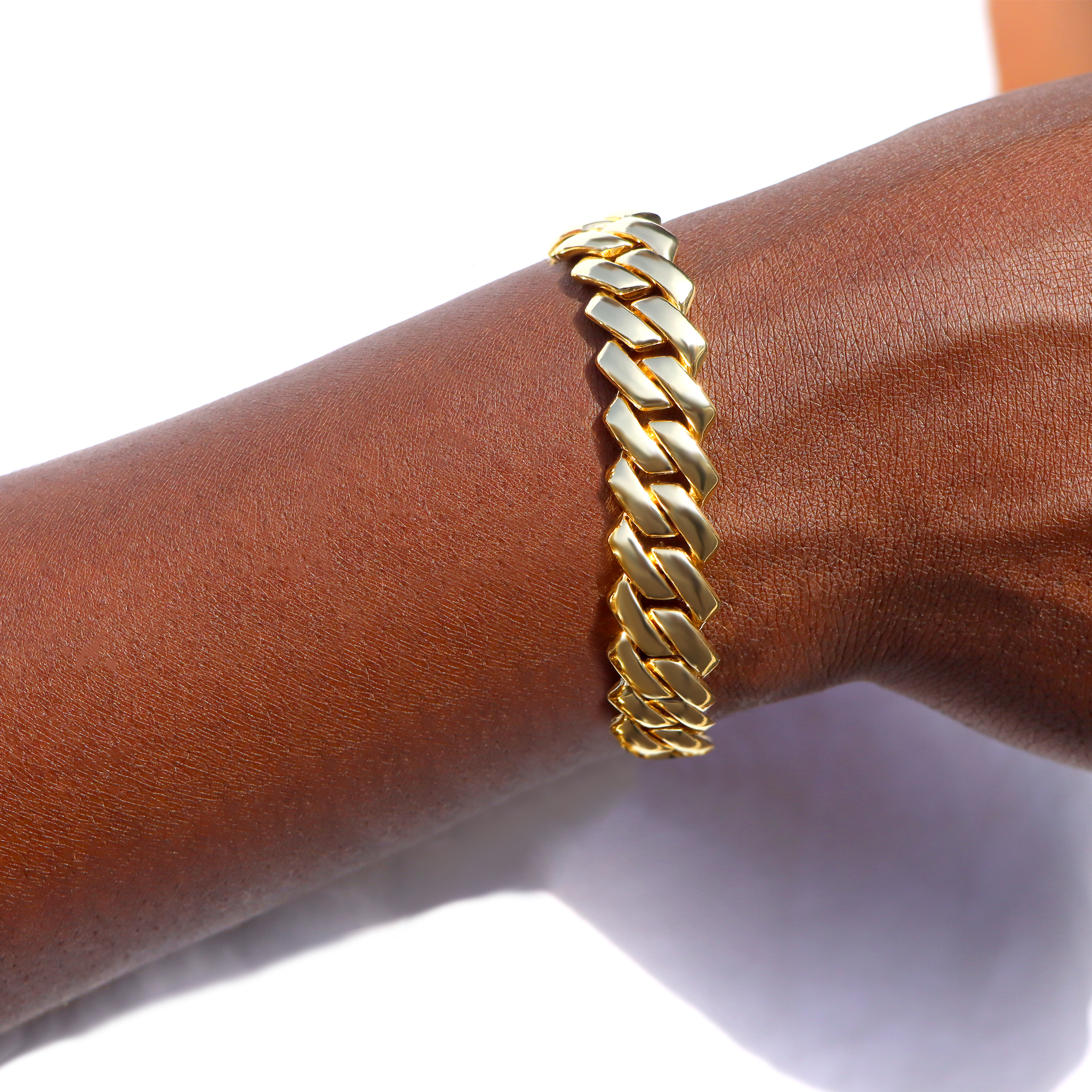 Pulseras de cadena cubana con eslabones helados de 14MM para hombres y mujeres, diamantes de imitación completos, pulsera cubana gruesa de Miami, de joyería Punk Hip Hop: 16 cm / Rojo óxido