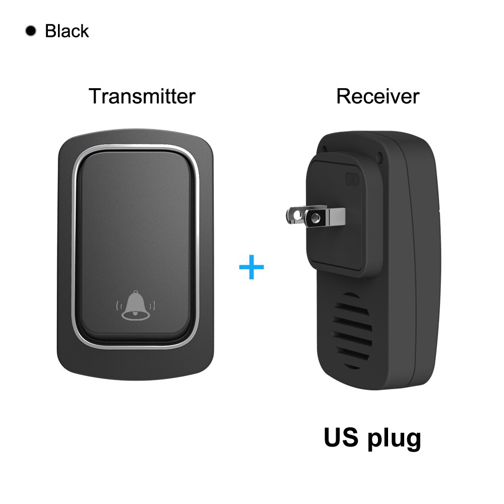 AVATTO No Battery Required Intelligent Wireless Doorbell, 150M IP68 Waterproof Welcome Bell Home Door Bell Smart Home Security: 1 Black US WD01