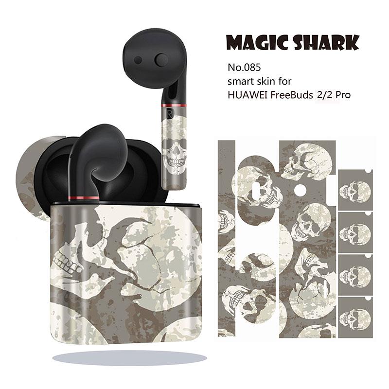 Magic Shark fajne Punk czaszka szkielet Motor Rider Rose pcv skrzynki pokrywa Wrap naklejka dla HUAWEI Freebuds 2 i 2 Pro: 085