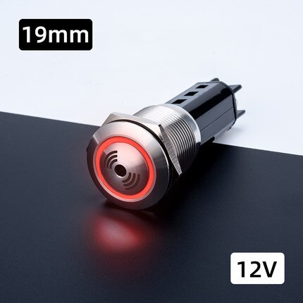 Sound and Light Metal Buzzer 12V 24V 220V 16mm 19mm 22mm Metal Buzzer 70 Decibel Metal Indicator Light with Buzzer: 19mm 12V