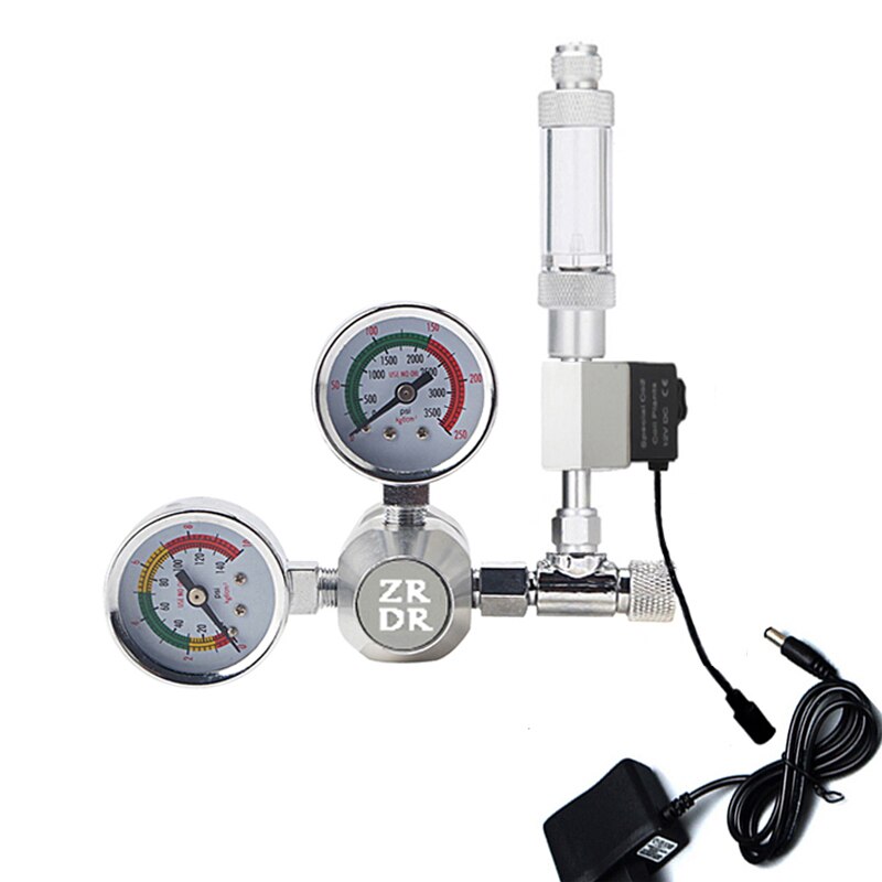 ZRDR-regulador de CO2 para acuario, Kit de válvula de solenoide independiente con contador de burbujas sin retorno, válvula reductora de presión de CO2 para pecera: W21.8-US plug