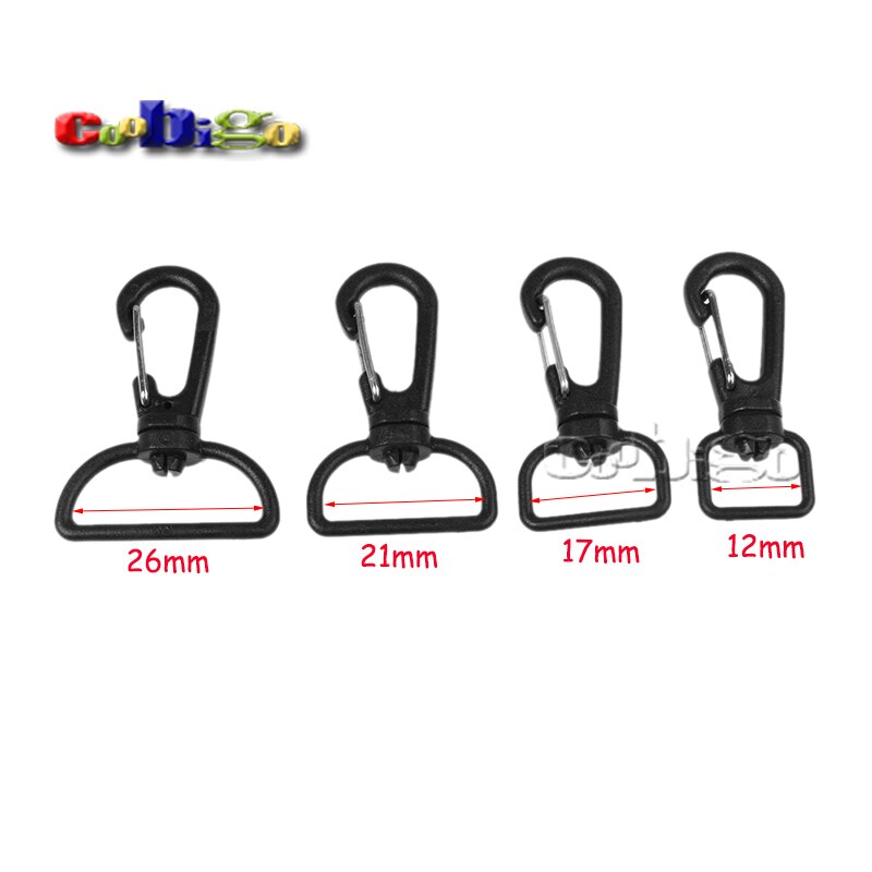 Ganchos giratorios de plástico para bolso, correas, llavero, broche, accesorios de mochila, 4 tamaños de correas
