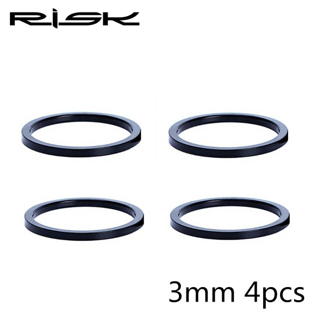 Juego de arandelas de horquilla de bicicleta, espaciadores de auriculares, anillo de elevación del manillar, ajuste de 2/3/5mm, accesorio de Ciclismo de aleación de aluminio, 1 Juego: 3mm 4pcs