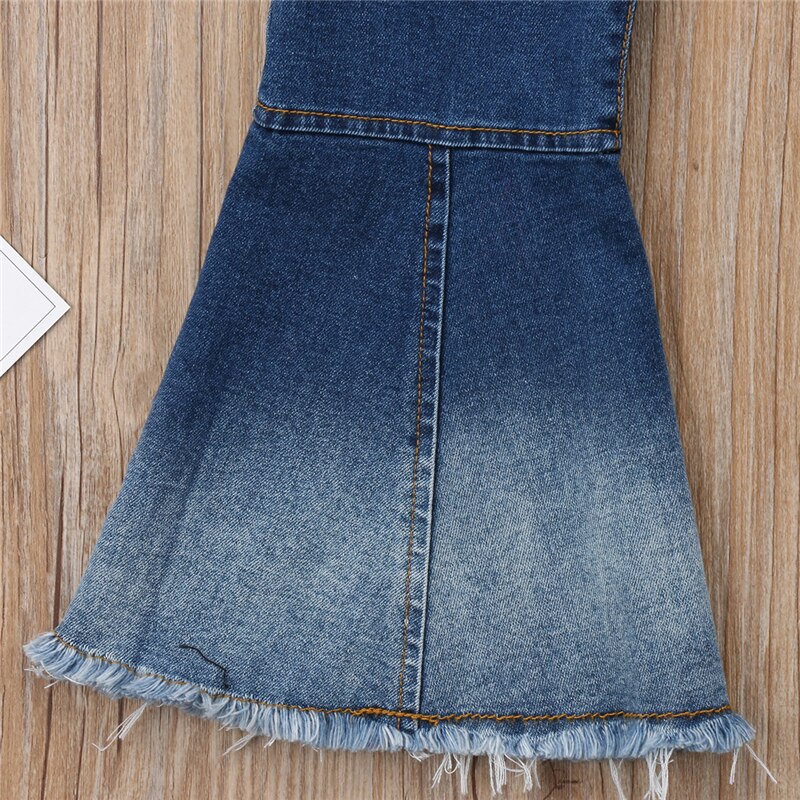 CANIS nueva niños pequeños pantalones acampanados niñas bebé-pantalones vaqueros de pierna ancha Pantalones
