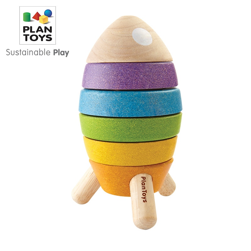 Thaïlande PlanToys 5694 empilé fusée en bois enfants forme correspondant cercle cognitif éducation précoce géométrie jouet