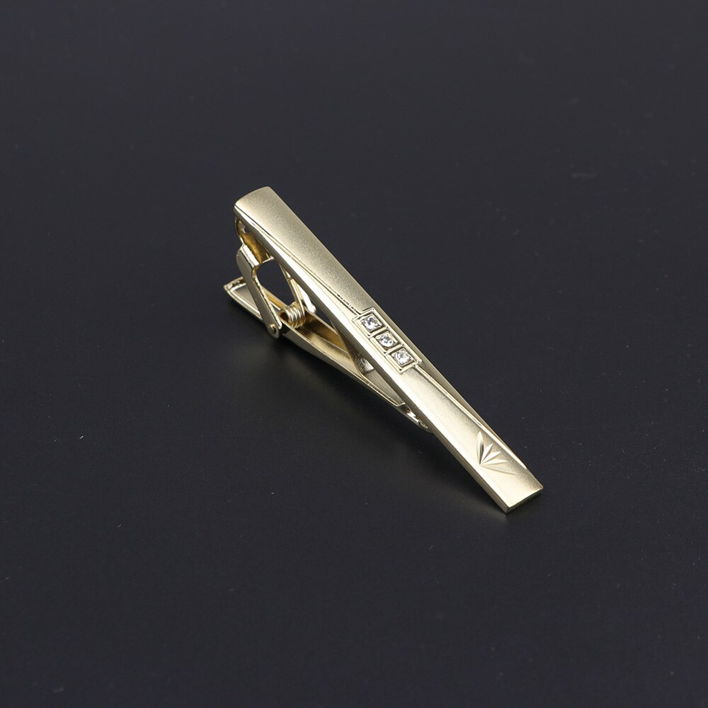 Slips klip klassisk trendy mænd guld krystal juvel metal mandlig business banket bar slips clips lås tilbehør: 17