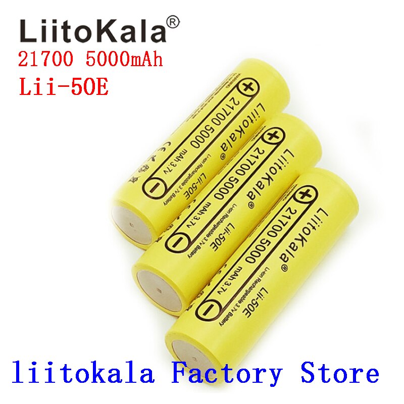 Liitokala Lii-50E 21700 5000 Mah Oplaadbare Batterij 3.7V 5C Ontlading High Power Batterijen Voor High-Power Apparaten