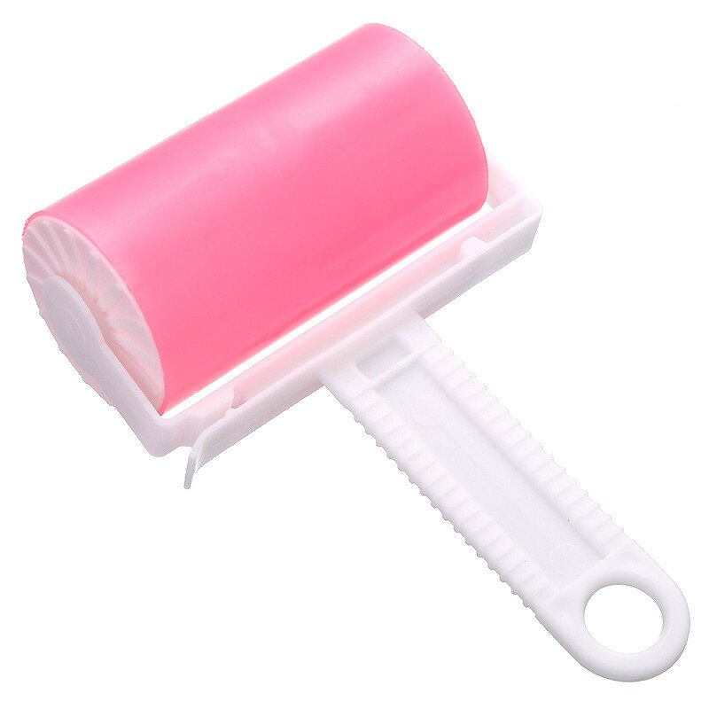 Washable Clothes Hair Sticky Roller Reusable Portable Home Clean Pet Hair Remover Sticky Roller Carpet Bed Sofa Dust Collector: Pink without cover