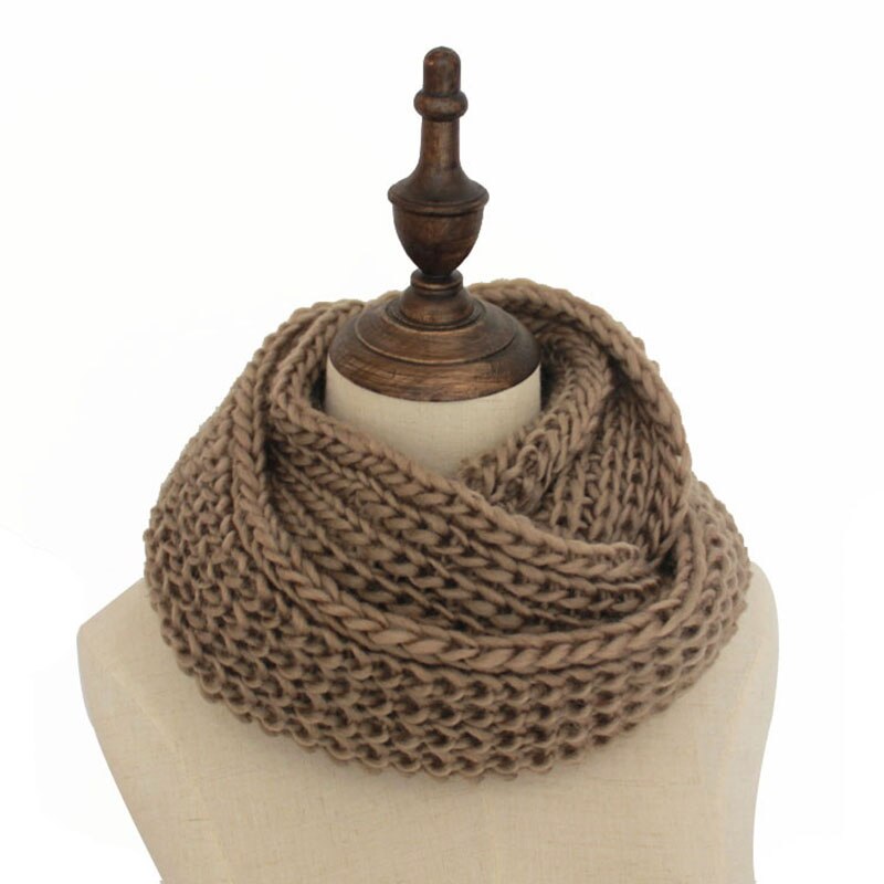 Wool crochet Knit infinity loop scarf for women solid chunky winter burgundy circle scarves for chirsitmas