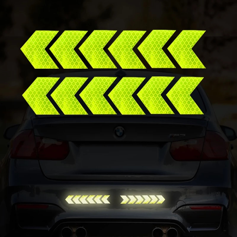 12Pcs Bike Reflecterende Stickers Fiets Spatbord Sticker Auto Motorfiets Fluorescerende Waarschuwing Decor Fietsen Lichtgevende Protector