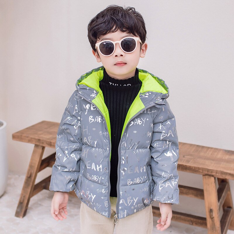Winter Kid 'S Down Jassen Voor Jongens En Meisjes Verdikte Bling Bronzing Stijl Reflecterende Glanzende Kapmantel